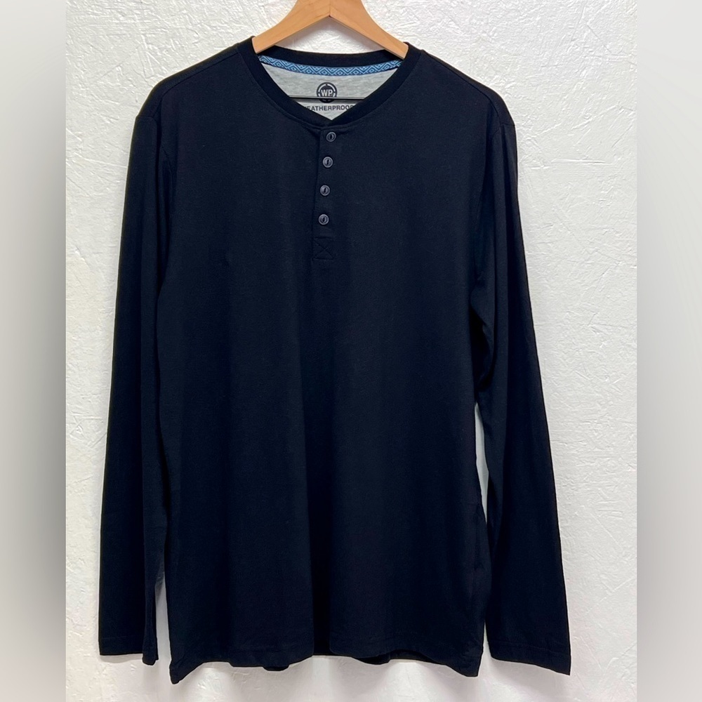 Wp Weatherproof Men's Long Sleeve Brushed 4-Button Henley Shirt Black - L